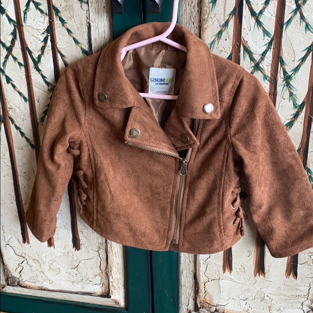 Super cute faux suede toddler girl jacket